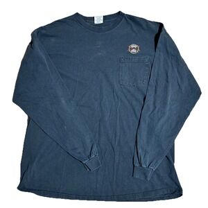 Vintage‎ UAW Skilled Trades T-Shirt Faded Oversized Black 3XL Long Sleeve Pocket